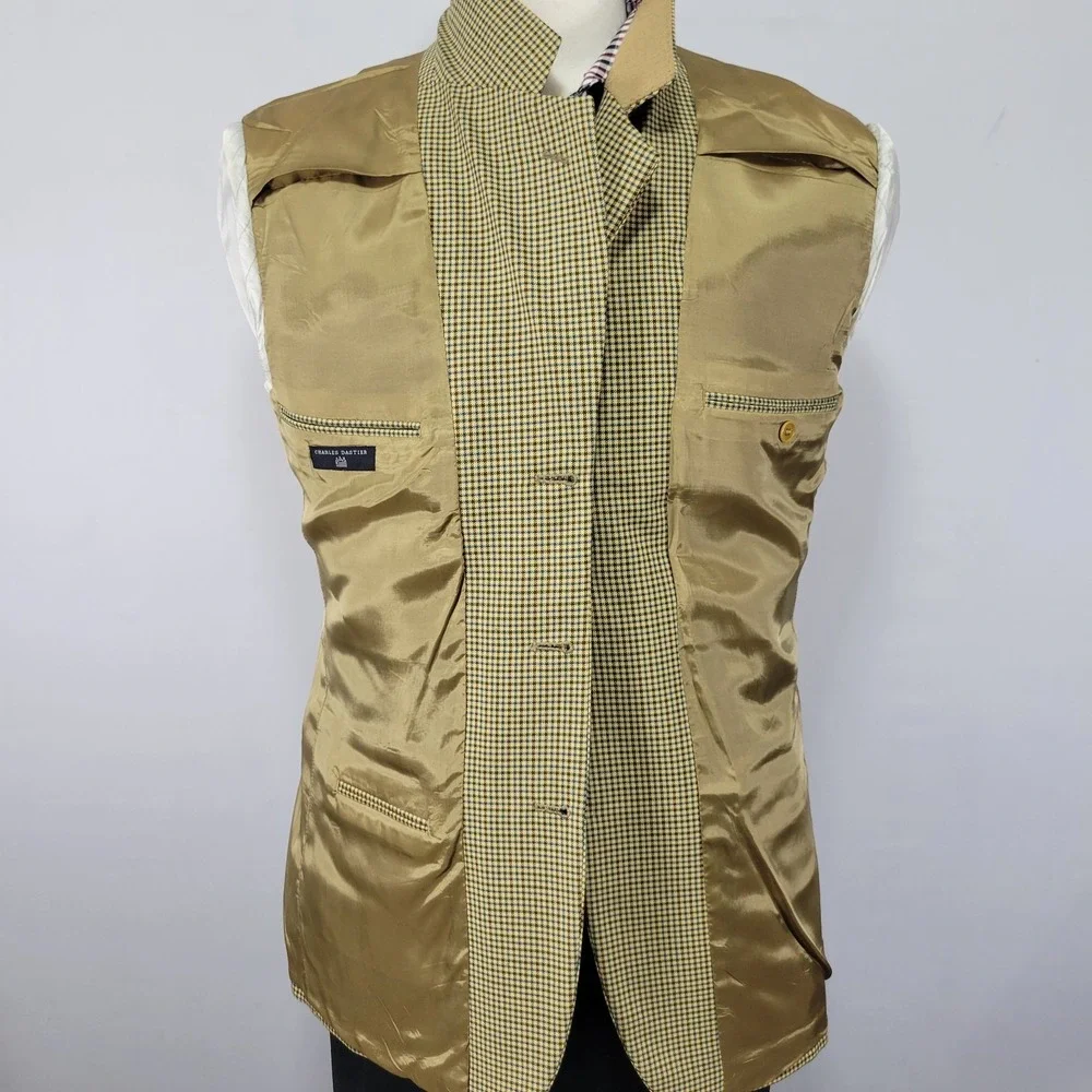 Charles‎ Dastier Mens Sport Coat Blazer Three Button Wool Polyester Beige 42R